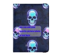 Funda protectora de piel con diseño de calavera fluorescente de neón para pasaporte, funda protectora para vacunas, bonito libro de pasaporte, impermeable, Cráneo fluorescente neón, 1 size