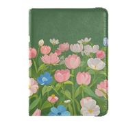 Funda protectora de piel con diseño de flores azules y rosas en verano, funda protectora para pasaporte, funda protectora impermeable, Flores azules y rosas en verano, 1 size