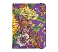 Funda protectora de piel con diseño de flores otoñales y girasoles, funda protectora para pasaporte, organizador de documentos, accesorios impermeables, Flores de otoño y girasol, 1 size
