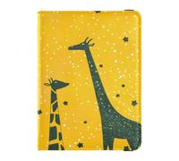 Funda protectora de piel con diseño de jirafa con estrellas amarillas para pasaporte, funda protectora para vacunas, bonito libro de pasaporte, impermeable, estrellas amarillas jirafa, 1 size