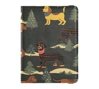 Funda protectora de piel con diseño de perro y árbol de dibujos animados para pasaporte, vacunas, ultrafina