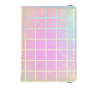 Funda protectora de piel con diseño de rayas para pasaporte, organizador de documentos de viaje, bonito libro de pasaporte, ultrafino, Rayas coloridas con diseño láser, 1 size