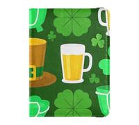 Funda protectora de piel con diseño de trébol de cerveza de San Patricio para pasaporte, funda protectora para tarjetas de vacunación, ligera, para identificación, Cerveza de San Patricio, verde