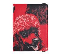 Funda protectora de piel de caniche rojo y negro para pasaporte, funda protectora para pasaporte, funda tipo cartera, resistente al agua, Bonito caniche rojo y negro, 1 size