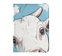 Funda protectora de piel de vaca blanca decorativa impermeable para pasaporte, funda protectora para pasaporte, funda protectora para pasaporte, funda impermeable, Linda vaca blanca de dibujos