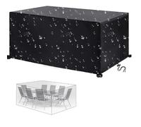 Funda protectora de piel impermeable para patio, 345 x 340 x 100 cm, cubo, de ratán, cubierta de mesa, resistente al viento, anti-UV, para muebles de jardín