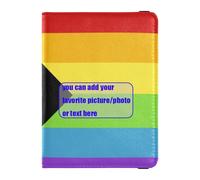 Funda protectora de piel para pasaporte, diseño de bandera del orgullo del progreso, bandera del arco iris, funda protectora para documentos, organizador de documentos, accesorios ligeros, Bandera del