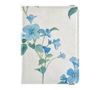Funda protectora de piel para pasaporte, diseño de flores azules frescas en verano, para viajes, para hombres, documentos de viaje, funda protectora para pasaporte, documentos de viaje, ultrafina,