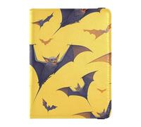 Funda protectora de piel para pasaporte, diseño de murciélago vampiro de dibujos animados, color naranja, para viajes, organizador de documentos de viaje, funda protectora para pasaporte, funda para