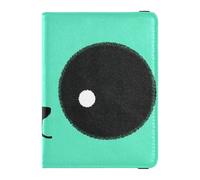 Funda protectora de piel para pasaporte, diseño de panda con ojos grandes, color verde azulado, para viajes, vacunas, funda protectora para tarjetas, funda para pasaporte para hombres, impermeable