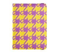 Funda protectora de piel para pasaporte, diseño de pata de gallo, color morado y amarillo, para viajes, para viajes, para vacunas, para hombres, ligero