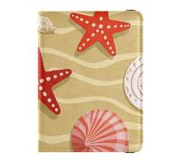 Funda protectora de piel para vacunas, diseño de estrella de mar, color beige, para verano, playa, funda protectora para pasaporte, ultrafina, Estrella de mar de playa de verano, beige, 1 size