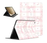 Funda protectora de piel sintética a prueba de golpes para Samsung Galaxy Tab A9+/A9 Plus de 11 pulgadas SM-X210/X215/X216, diseño de lazo rosa con versículos bíblicos de Jesús, funda protectora para