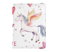 Funda protectora de piel sintética para pasaporte, impermeable, para vacunas, para mujeres y hombres, lindo libro de pasaporte, viajes, feliz día de San Valentín, unicornios, Unicornios de feliz día
