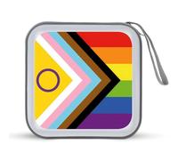 Funda protectora de plástico duro con diseño de bandera de arcoíris LGBT para transgénero, organizador de almacenamiento portátil para el hogar, coche, 40 CD, Estilo:, Talla única