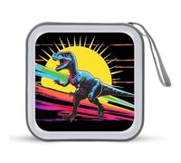 Funda protectora de plástico duro con diseño de bandera de dinosaurio y arco iris, con cordón, organizador de almacenamiento portátil para el hogar, coche, 40 CD, Estilo:, Talla única