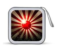 Funda protectora de plástico duro con diseño de bandera japonesa del sol naciente y rayos de luz, con cordón, organizador de almacenamiento portátil para el hogar, coche, 40 CD, Estilo:, Talla única