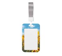 Funda protectora de plástico duro para tarjetas de identificación, diseño de campo de girasoles, para enfermeras y oficina