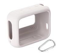 Funda protectora de silicona antiarañazos para altavoz con mosquetón, compatible con JBL GO4 (gris).