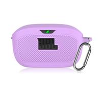 Funda protectora de silicona compatible con JBL Wave Buds/JBL Vibe Buds, funda protectora flexible a prueba de golpes, funda protectora para casco con llavero (Lila)