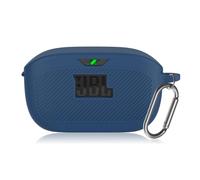 Funda protectora de silicona compatible con JBL Wave Buds/JBL Vibe Buds, funda protectora flexible a prueba de golpes, funda protectora para casco con llavero (azul oscuro)