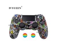 Funda protectora de silicona con diseño de camuflaje Graffiti F-19 para el mando Sony Dualshock 4 PS4 DS4 Pro