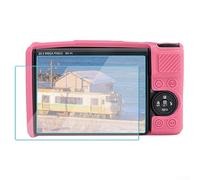 Funda protectora de silicona con protectores de pantalla de vidrio templado para cámaras Canon Sx740 y Sx730 Cubierta de absorción de golpes rosa rojo (rojo rosa)