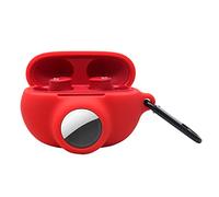 Funda Protectora de Silicona con Soporte para AirTag para Beats Studio Buds, Funda Protectora de Silicona con Soporte para Airtag, Encuentra tu Funda para Auriculares, Color Rojo