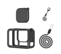 Funda protectora de silicona - GoPro Hero13 negro, cordón y tapa de lente, funda compacta de 77 x 55 x 35,6 mm para protección de la cámara, agarre de absorción de golpes (negro)