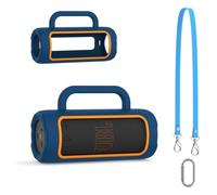 Funda protectora de silicona para altavoz JBL Grip, incluye mosquetón y cordón, resistente a golpes, arañazos y polvo, ideal para exteriores y uso diario, color azul oscuro
