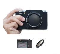 Funda protectora de silicona para cámara Fuji Xm5 con protector de pantalla y tapa de lente, cubierta a prueba de polvo que absorbe los golpes, piel antideslizante en color negro (negro)