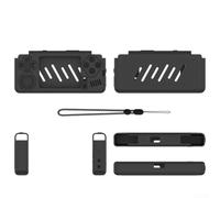 Funda protectora de silicona para consola Miyoo - Funda suave antiarañazos con cordón, protector de carcasa de goma en negro, rojo y blanco (negro)
