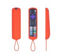 Funda protectora de silicona para control remoto, que absorbe los golpes que brilla en la oscuridad, con cuerda para controles remotos generales, funda de agarre texturizada gruesa (rojo)