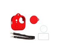 Funda protectora de silicona para cuerpo de cámara Insta.360 Go Ultra, funda protectora con pantalla y películas de lente para Insta.360 Go Ultra, equipada con tapa de lente y cordón (rojo)