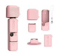 Funda protectora de silicona para DJI Osmo Pocket 4/3, funda de agarre suave con soporte base y correa para la muñeca, protección completa para lente de cámara, accesorios protectores, Pink, Funda