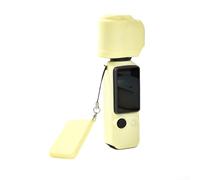 Funda protectora de silicona para DJI para Osmo Pocket 4 Gimbal - Funda de piel suave con protectores de pantalla y lente, carcasa ligera a prueba de golpes con cordón para viajes (amarillo claro)