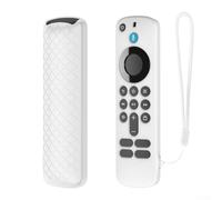 Funda protectora de silicona para Fire TV 4K HD, modelo más reciente, control remoto de voz con ajuste de contorno antideslizante y exacto (blanco)
