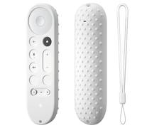 Funda protectora de silicona para Google GY3LE para Google TV Streamer 4K TV 2024, mando a distancia, TV Stick, antideslizante, anticaídas, protector de piel suave con cordón (blanco)
