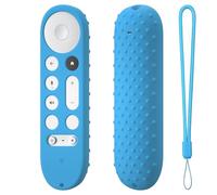 Funda protectora de silicona para Google GY3LE para Google TV Streamer 4K TV 2024, mando a distancia, TV Stick, antideslizante, anticaídas, protector de piel suave con cordón (azul claro)