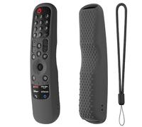 Funda protectora de silicona para mando a distancia LG TV MR21GA MR21GN MR21GC MR22GA MR22GN MR22GC MR23GA MR23GN MR23GC MR23GC TV Stick Funda antideslizante a prueba de golpes con cordón (gris
