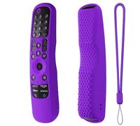 Funda protectora de silicona para mando a distancia LG TV MR21GA MR21GN MR21GC MR22GA MR22GN MR22GC MR23GA MR23GN MR23GC MR23GC TV Stick Funda antideslizante a prueba de golpes con cordón (morado)