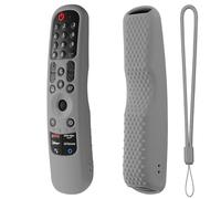 Funda protectora de silicona para mando a distancia LG TV MR21GA MR21GN MR21GC MR22GA MR22GN MR22GC MR23GA MR23GN MR23GC MR23GC TV Stick Funda antideslizante a prueba de golpes con cordón (gris)