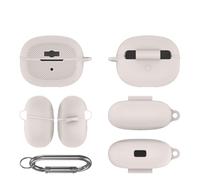 Funda Protectora de Silicona para SHOKZ OpenDots One, Funda a Prueba de Golpes y Polvo para Auriculares, Carcasa Blanda con Mosquetón (Gris)