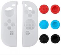 Funda protectora de silicona 8 en 1 con agarres de pulgar para Nintendo Switch Joy-Con Controller Skin Color blanco