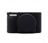 Funda protectora de silicona y protector de pantalla de vidrio templado para Canon SX740 SX730, carcasa de goma suave resistente con película de vidrio antiarañazos, recortes precisos (negro)