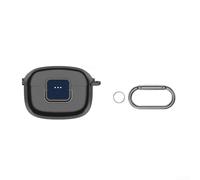Funda protectora de TPU a prueba de golpes para JBL Tune Buds 2 con bloqueo seguro y llavero para viajes y uso diario, negro, azul, transparente (negro)