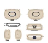 Funda protectora de TPU compatible con auriculares JBL Endurance Peak 3, carcasa dura, diseño de interruptor de una pieza con mosquetón (gris transparente)