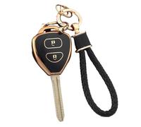 Funda Protectora De TPU con 2 Botones para Llave De Coche para Toyota RAV4 para Crown para Avalon para Venza para Corolla para Camry para Reiz Llavero(Black Gold,Set 2)