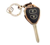 Funda Protectora De TPU con 2 Botones para Llave De Coche para Toyota RAV4 para Crown para Avalon para Venza para Corolla para Camry para Reiz Llavero(Black Gold,Set 1)