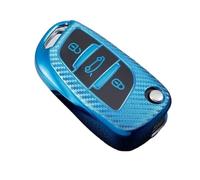 Funda Protectora De TPU con Fibra De Carbono para Llave Plegable De Coche para Peugeot(Blue)